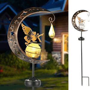Solar-Powered LED Moon Fairy Garden Light Up Lawn Lamp Decoration